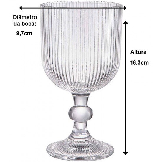 Jogo 6 Taças 365ml 16,3cm altura Cameratta Em Vidro